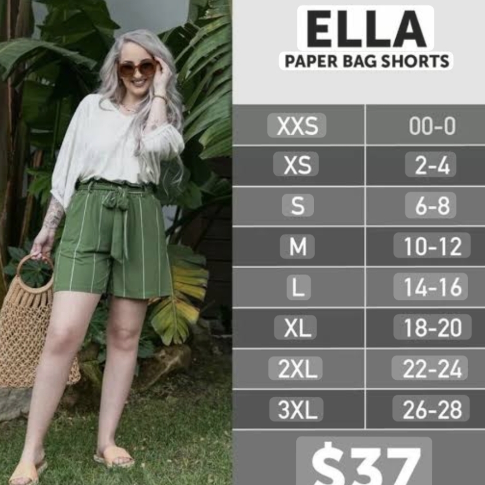 LuLaRoe Ella Black Paper Bag Shorts NWT Size  3XL